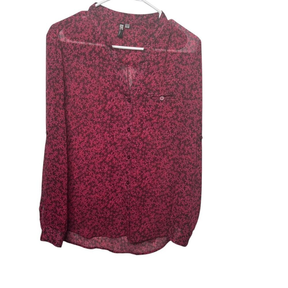 KUT From The Kloth Pink Floral Popover Blouse - Size Small